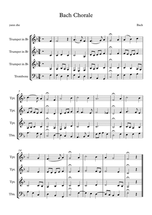 Bach Choral For 3 trumpet and trombone For beginner brass group