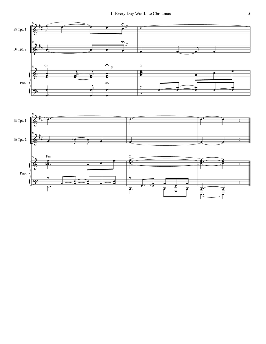 If Every Day Was Like Christmas Trumpet Duet scores gallery preview page 5