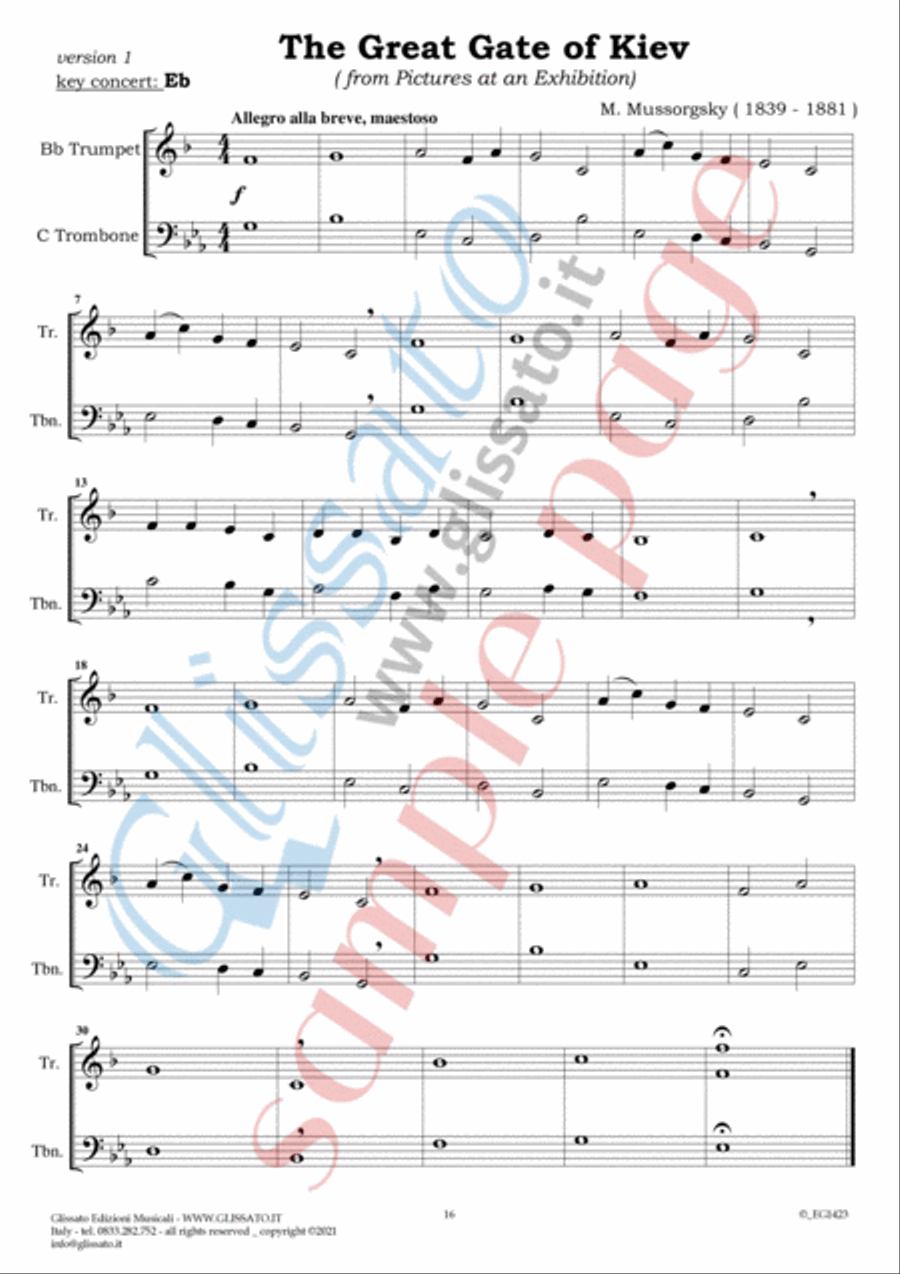 10 Romantic Easy duets for Bb Trumpet and Trombone B.C. Brass Duet scores gallery preview page 4