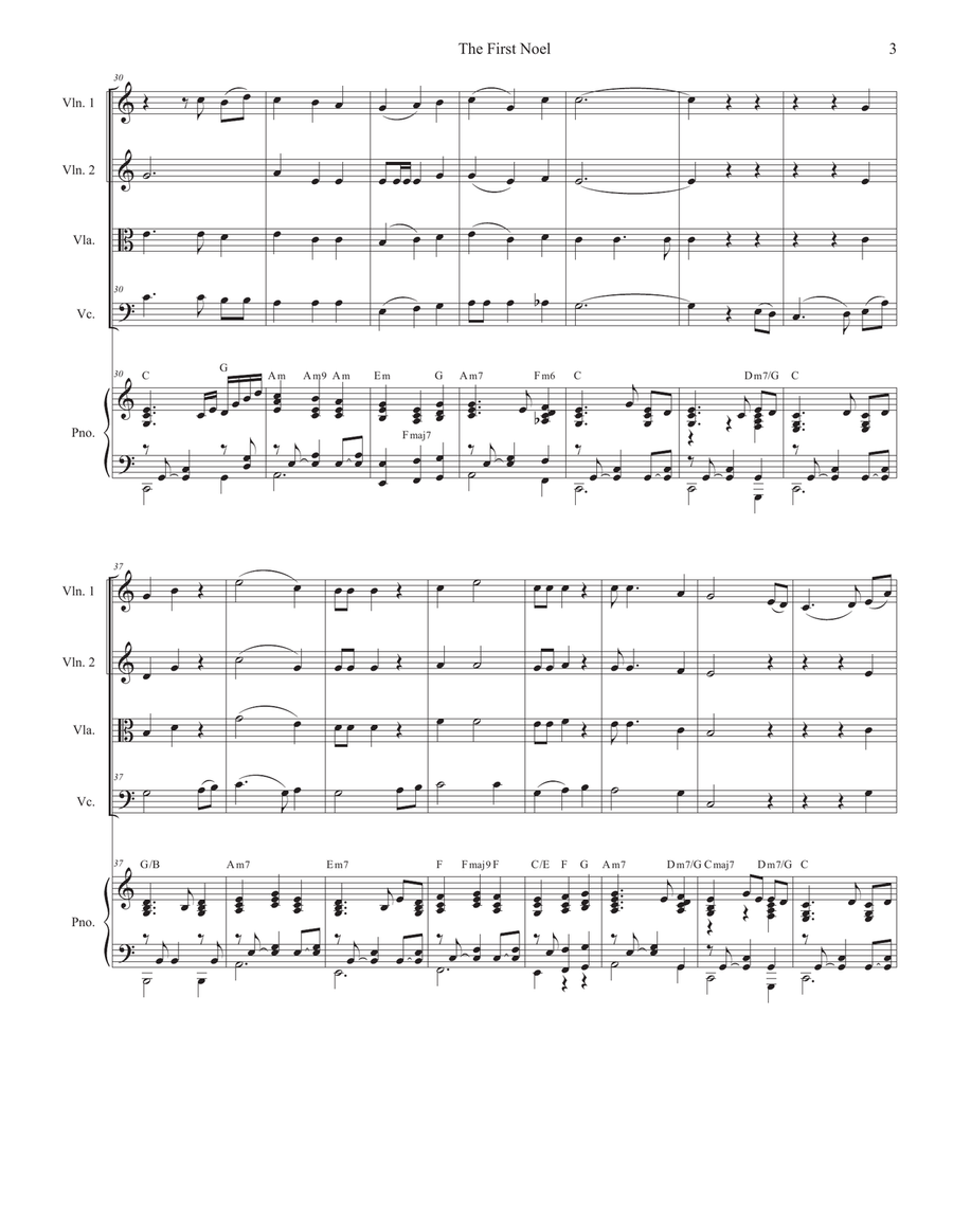 The First Noel (String Quartet and Piano) String Quartet scores gallery preview page 3