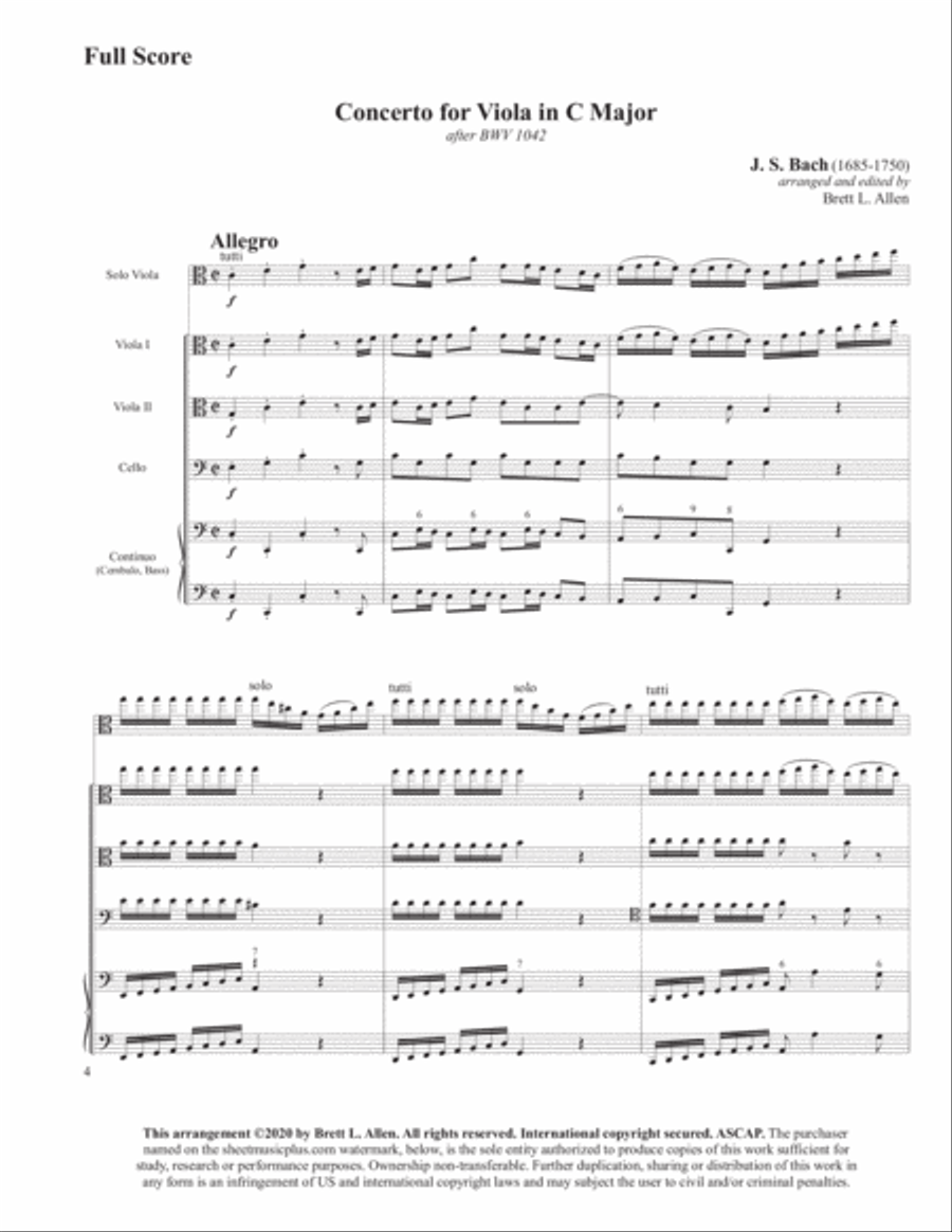 Concerto for Viola in C Major COMPLETE SET Cello scores gallery preview page 3