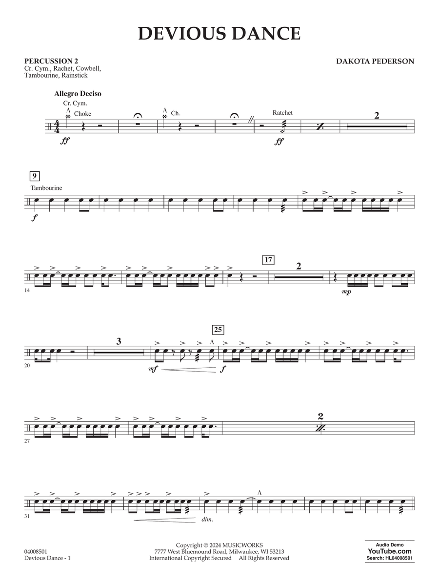 Devious Dance - Percussion 2 Concert Band scores gallery preview page 1