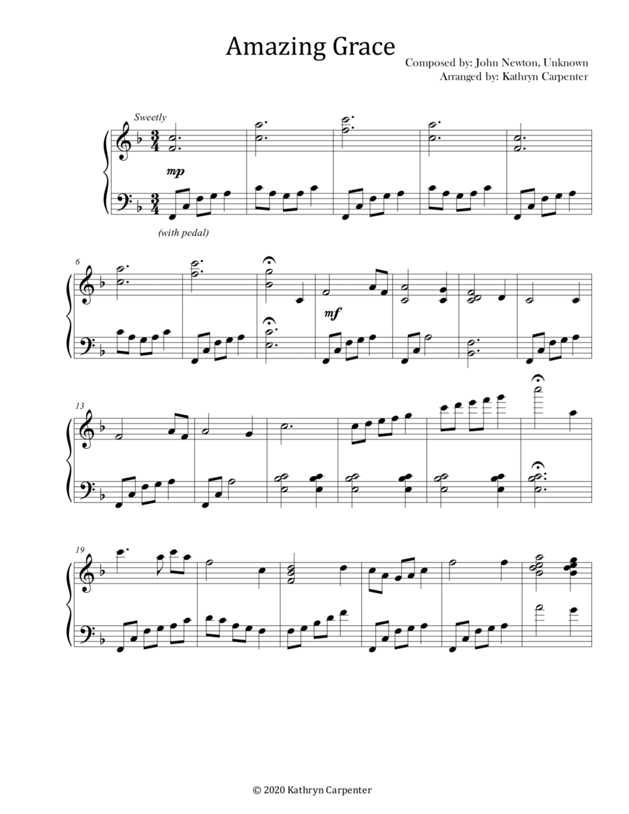 Amazing Grace (Advanced Piano) Piano Solo scores gallery preview page 1