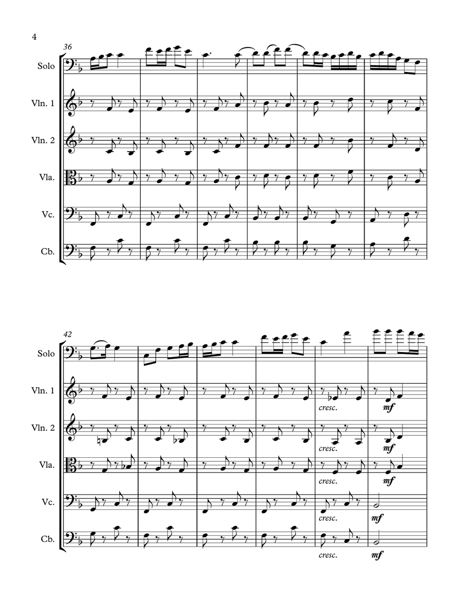 Danse Rustique, Op. 20, No. 5 for String Orchestra and Solo Cello (score and parts) String Orchestra scores gallery preview page 4