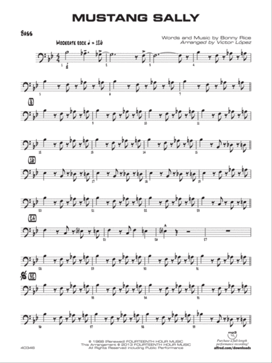 Mustang Sally: String Bass Jazz Ensemble scores gallery preview page 1