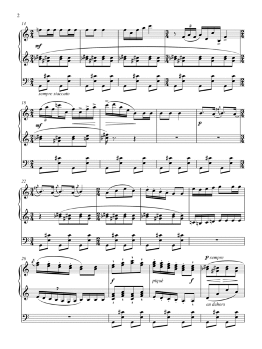 Three Easy Pieces for piano in three hands 1. March Piano Duet scores gallery preview page 2