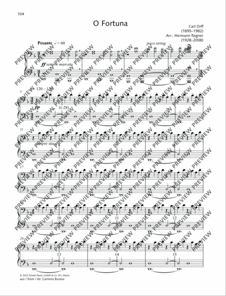 O Fortuna Piano Duet scores gallery preview page 2