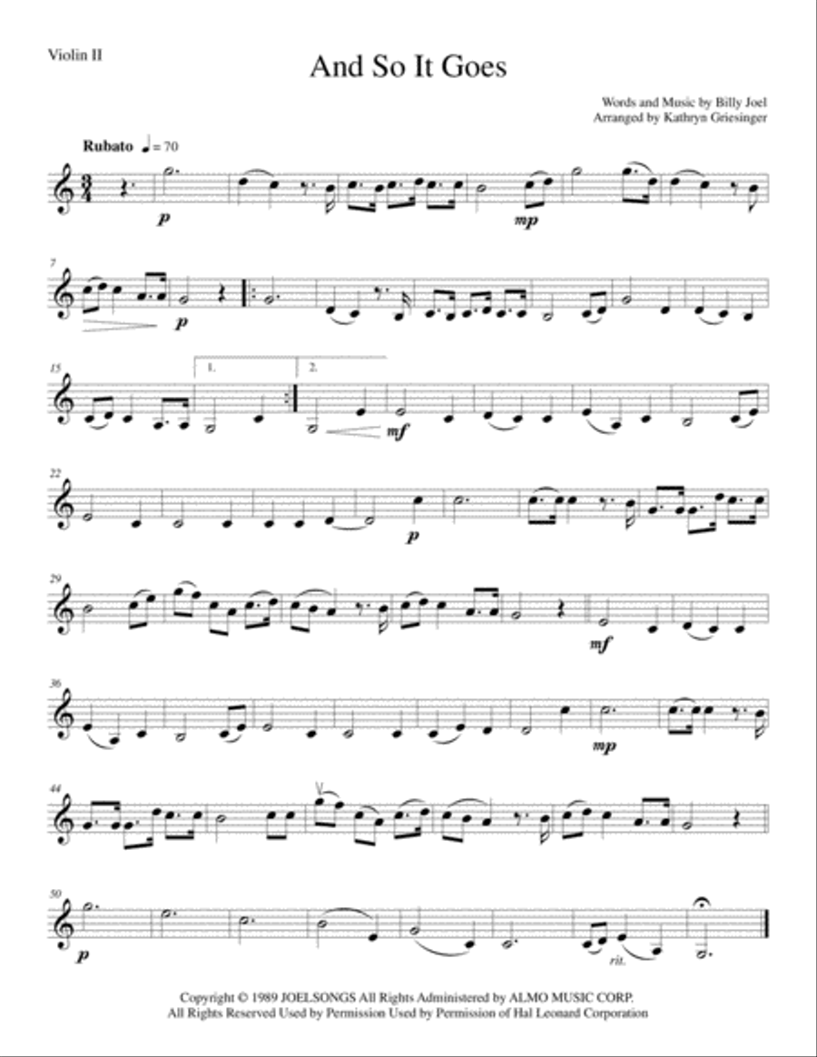 And So It Goes And So It Goes String Quartet scores gallery preview page 2