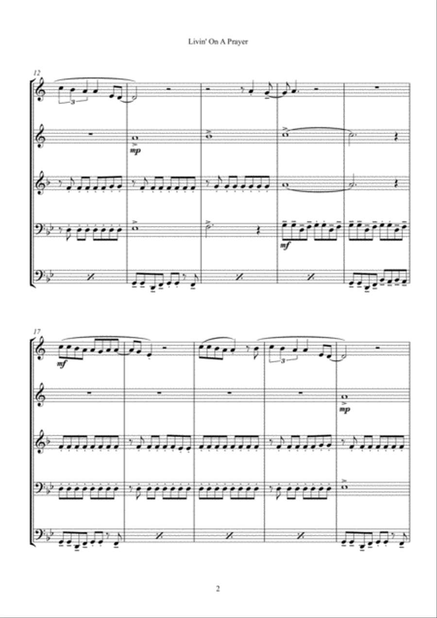 Livin' On A Prayer Livin' On A Prayer Brass Ensemble scores gallery preview page 3