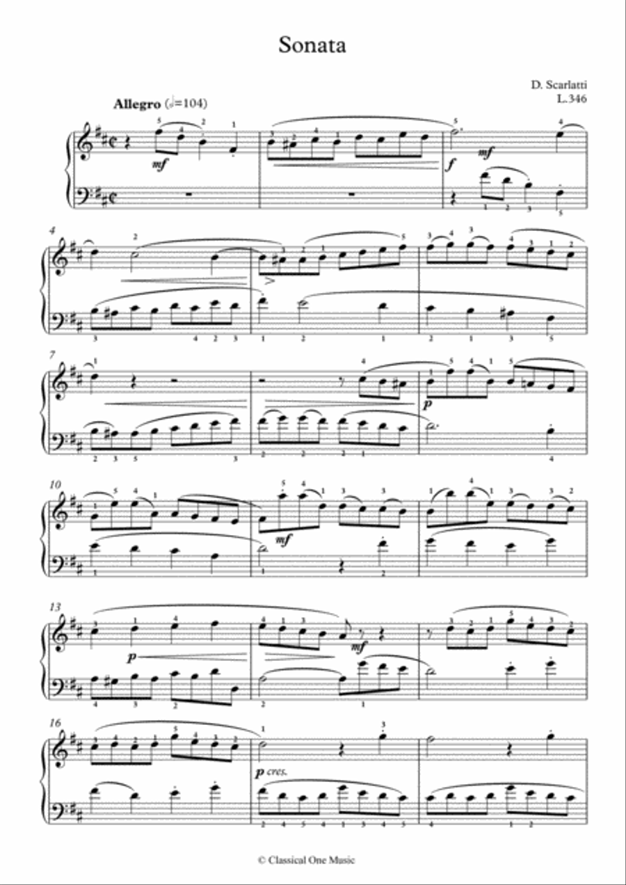 Scarlatti-Sonata in B-minor L.346 K.408(piano) Piano Solo scores gallery preview page 2