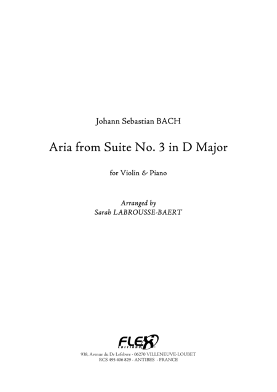 Aria from Suite No. 3 in D Major Violin Solo scores gallery preview page 1