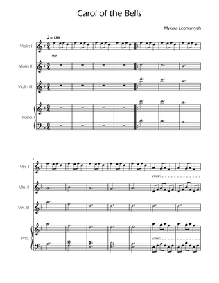 Book cover for Carol of the Bells - Violin Trio w/ Piano
