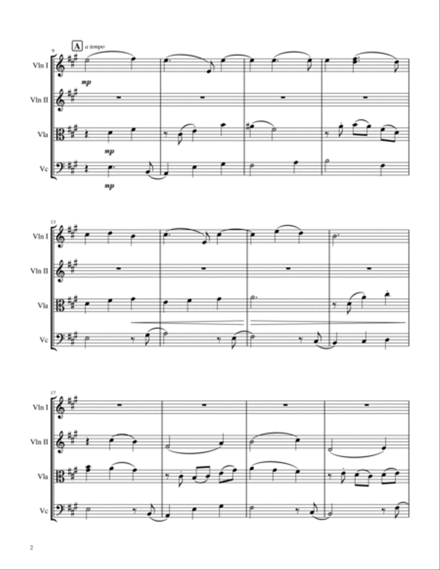 The Christmas Waltz String Quartet scores gallery preview page 2