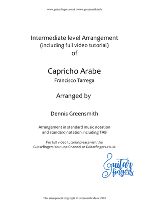 Capricho Arabe Intermediate arrangement for Guitar