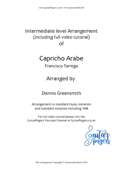 Capricho Arabe Intermediate arrangement for Guitar image number null