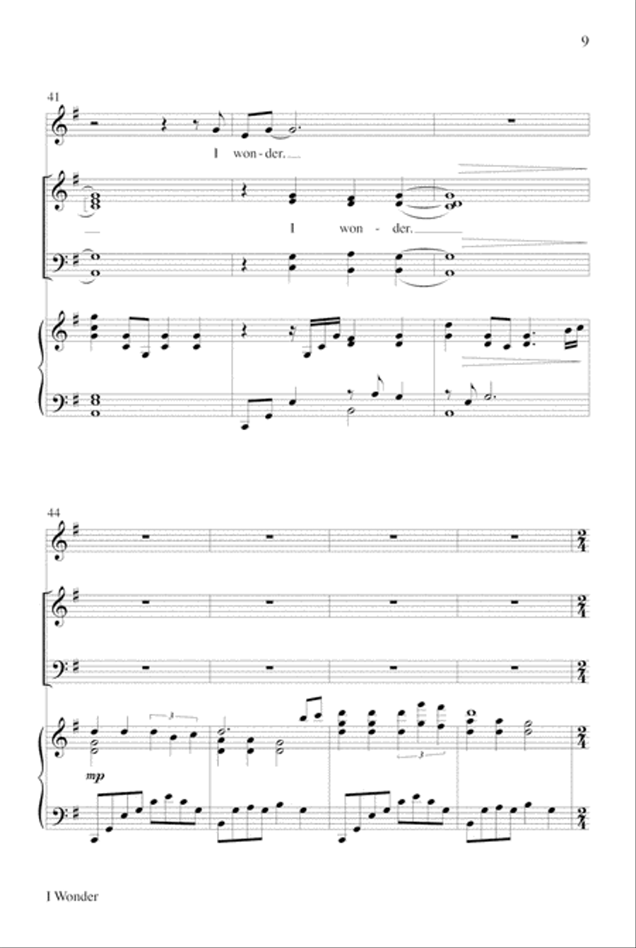 I Wonder I Wonder Unison Choir scores gallery preview page 9