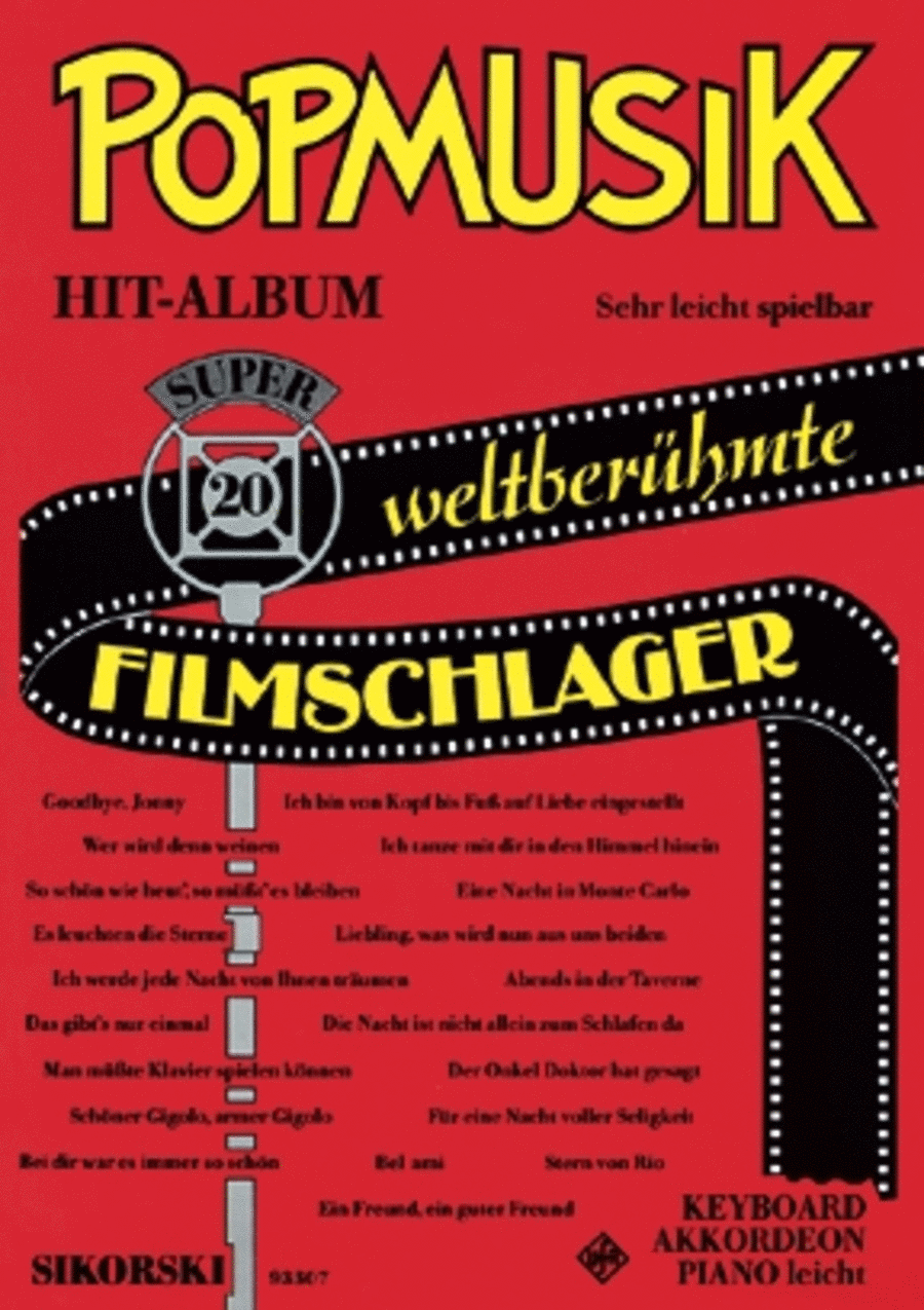 Popmusik Hit-album Super 20: 20 Weltberuhmte Filmschlager 1 -fur Keyboard Oder Akkordeo