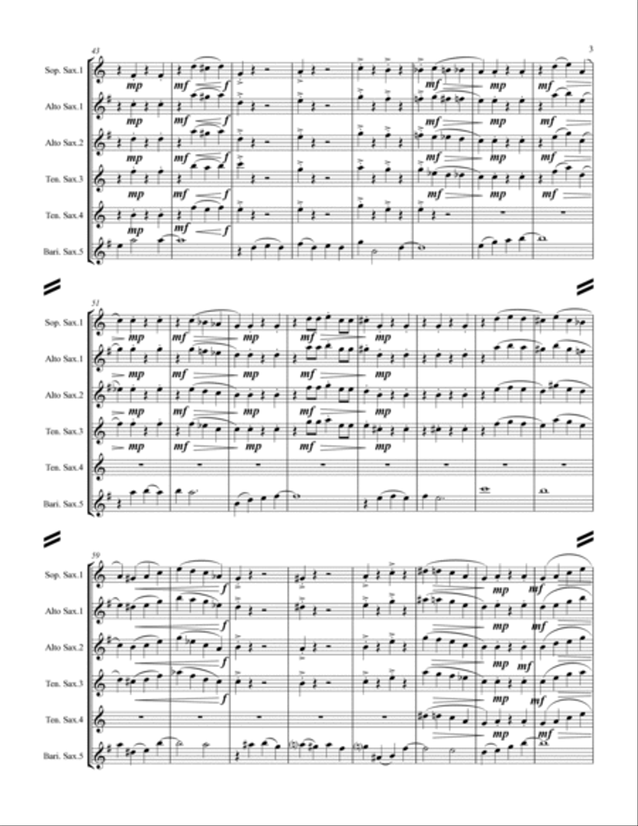 Dixieland Medley (for Saxophone Quintet SATTB or AATTB) Saxophone Quintet scores gallery preview page 4