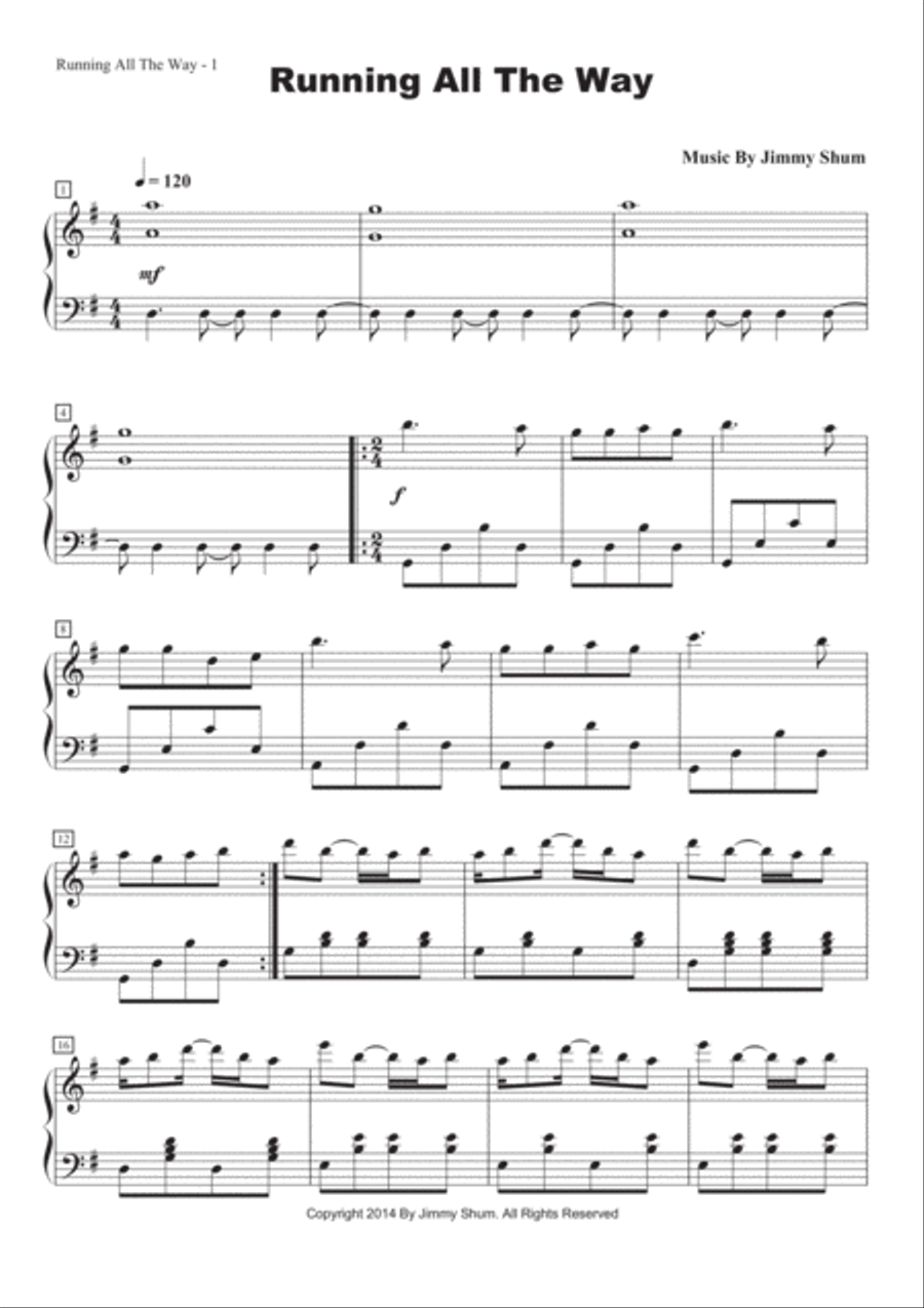 Running All The Way Running All The Way Piano Solo scores gallery preview page 2