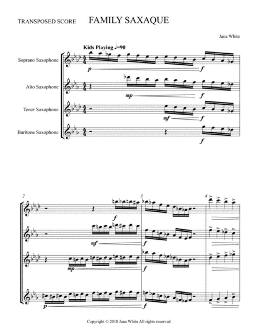 Family Saxaque Woodwind Quartet scores gallery preview page 1