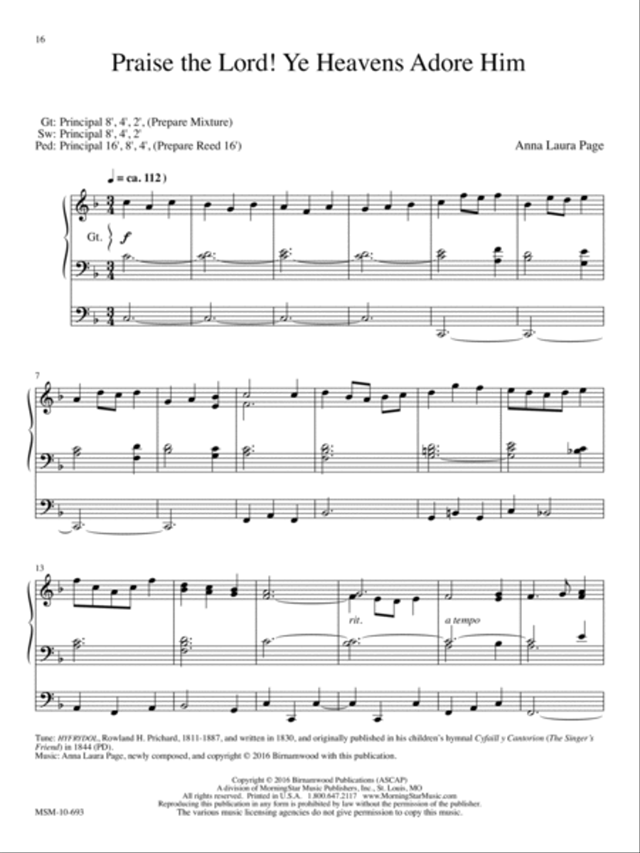 Praise the Lord! Ye heavens Adore Him Organ scores gallery preview page 1