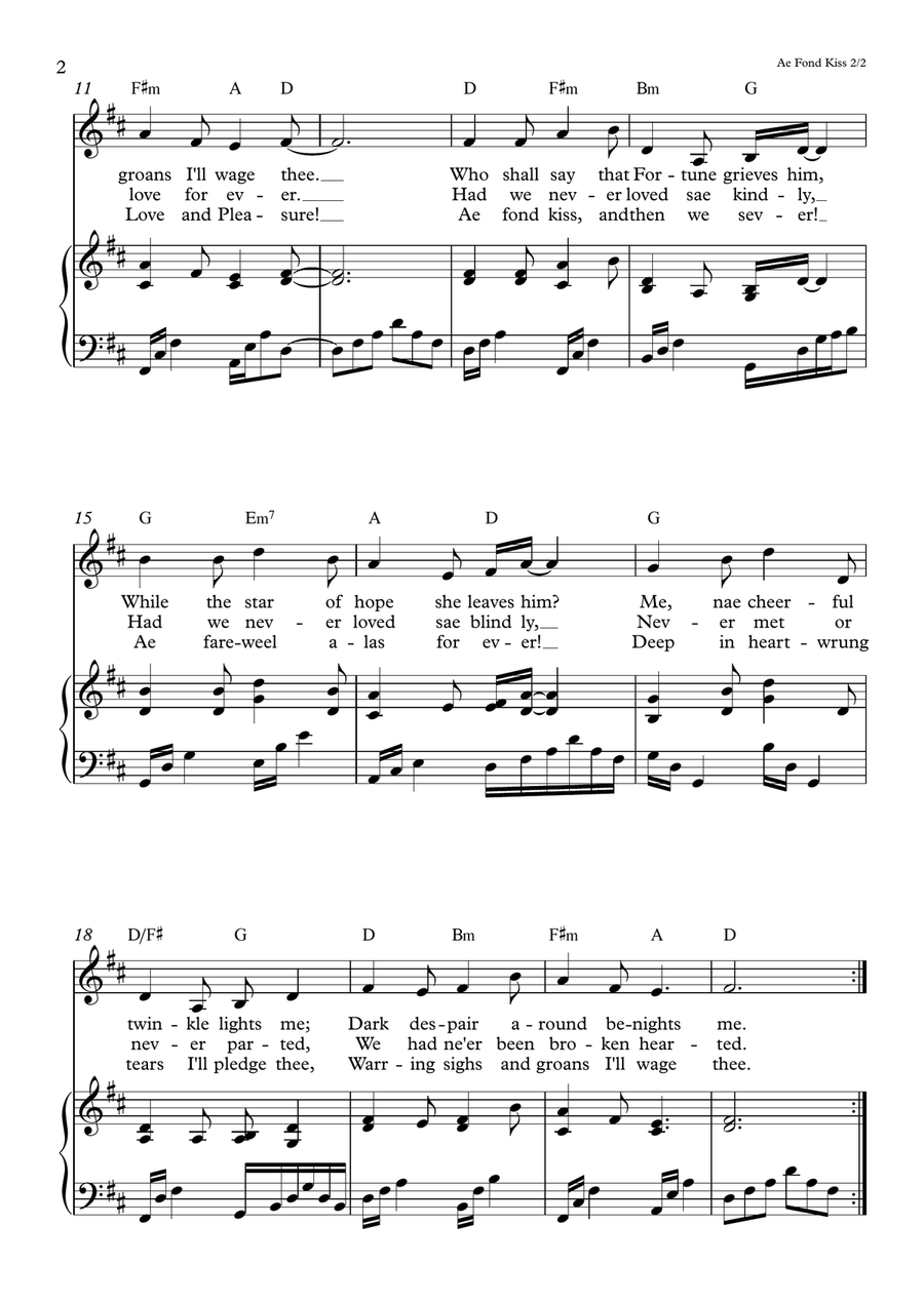 Ae Fond Kiss - Traditional Scottish Song