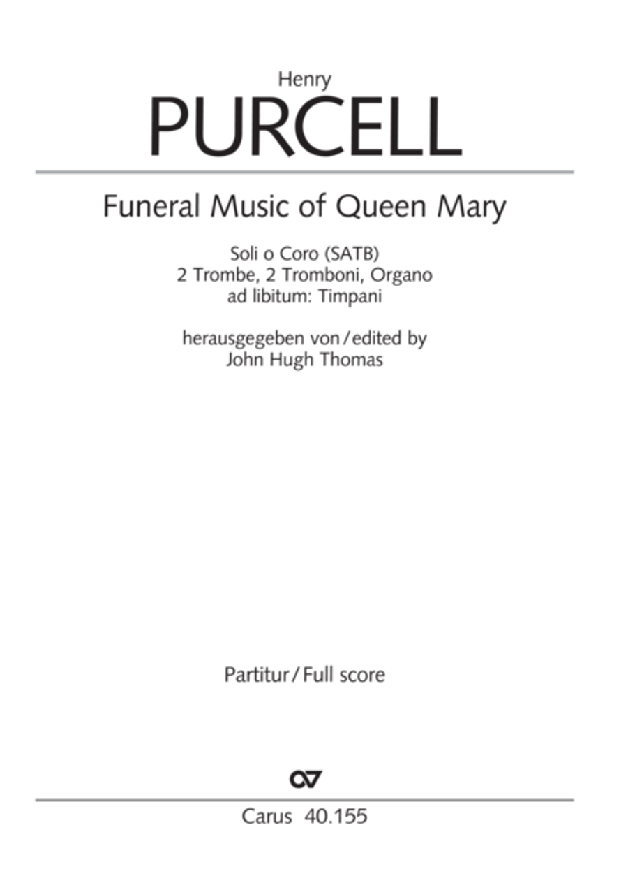 Funeral music of Queen Mary 4-Part scores gallery preview page 2