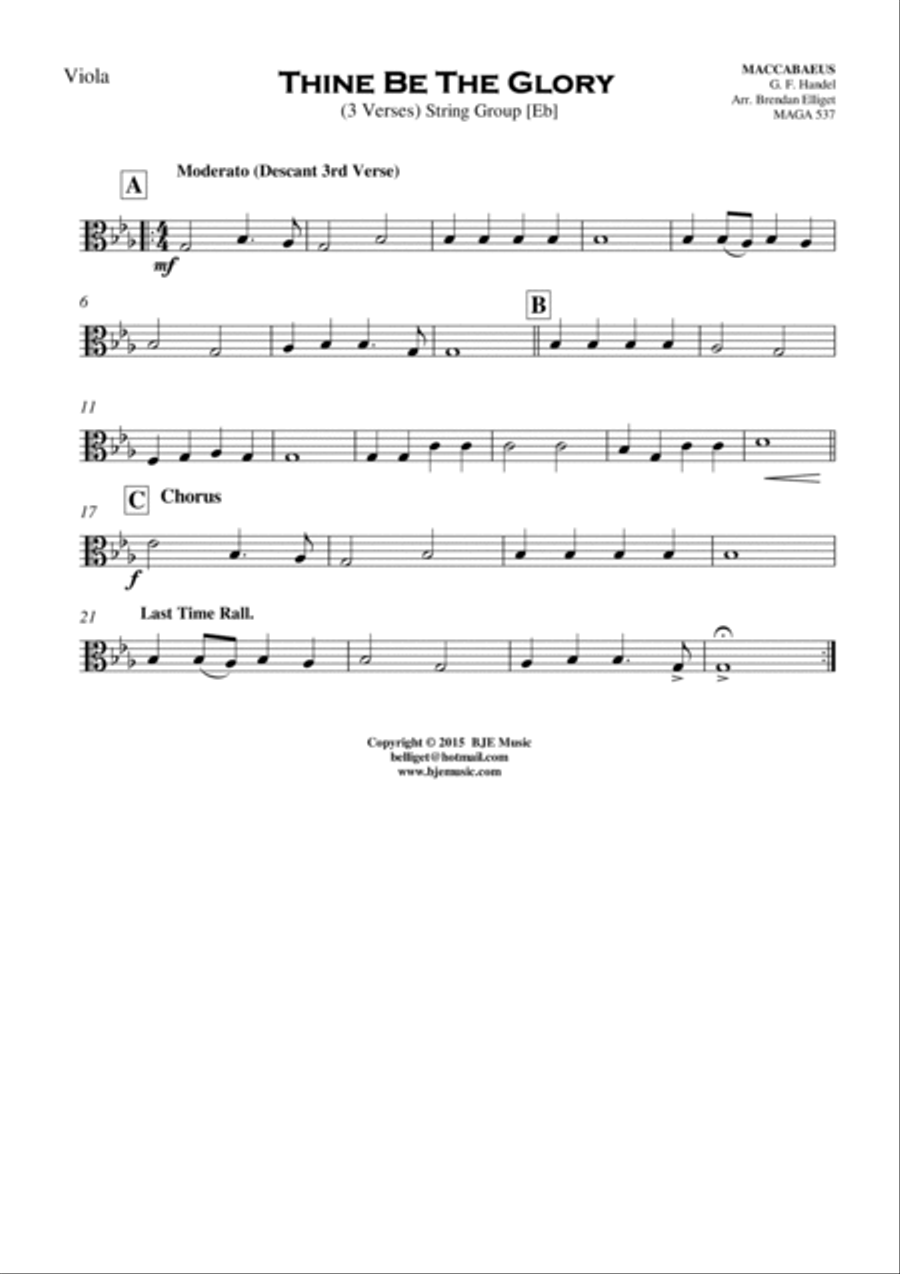 Thine Be The Glory (MACCABEUS) - String Group with Optional Piano Cello scores gallery preview page 6