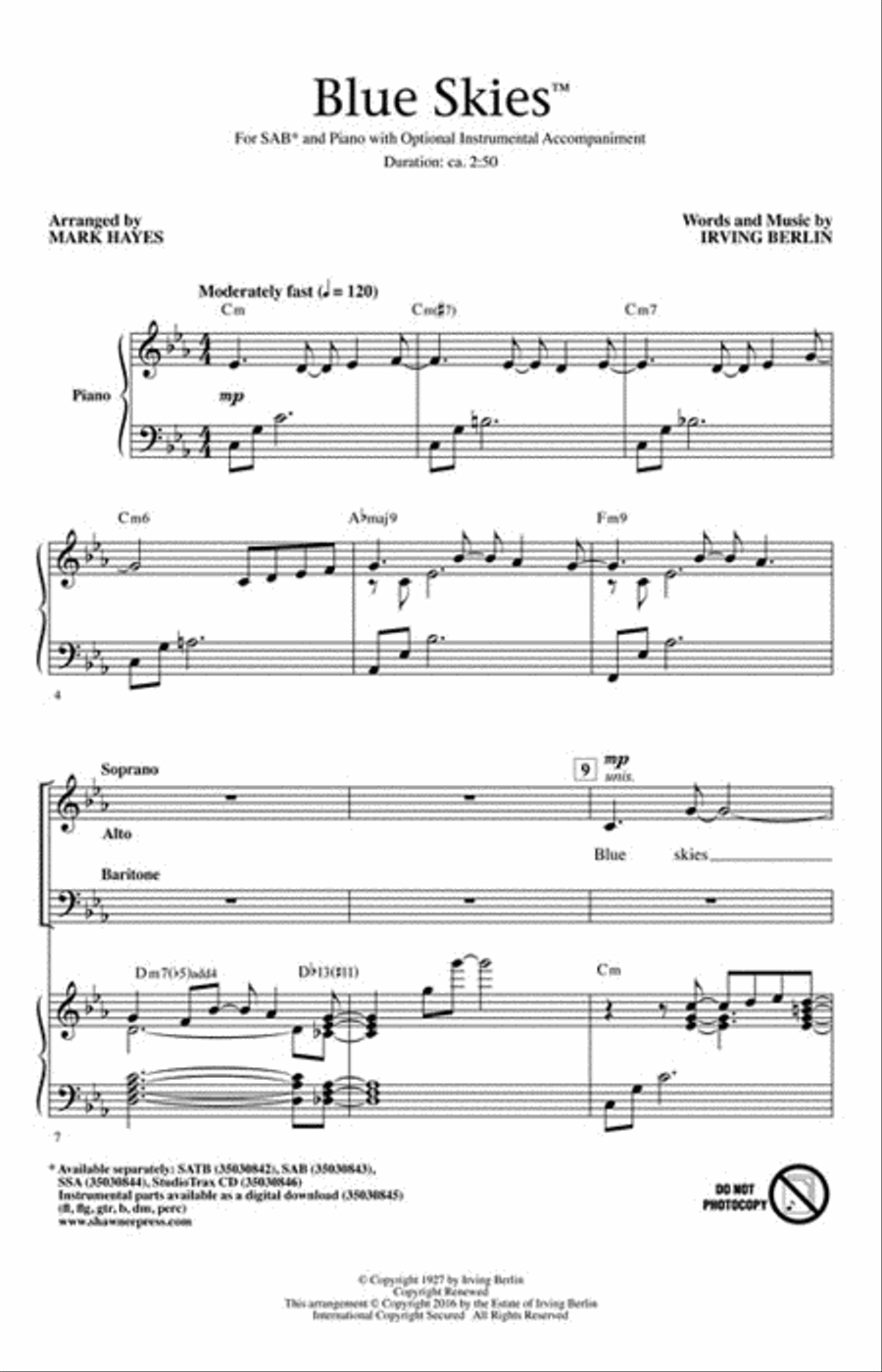 Blue Skies 3-Part scores gallery preview page 2