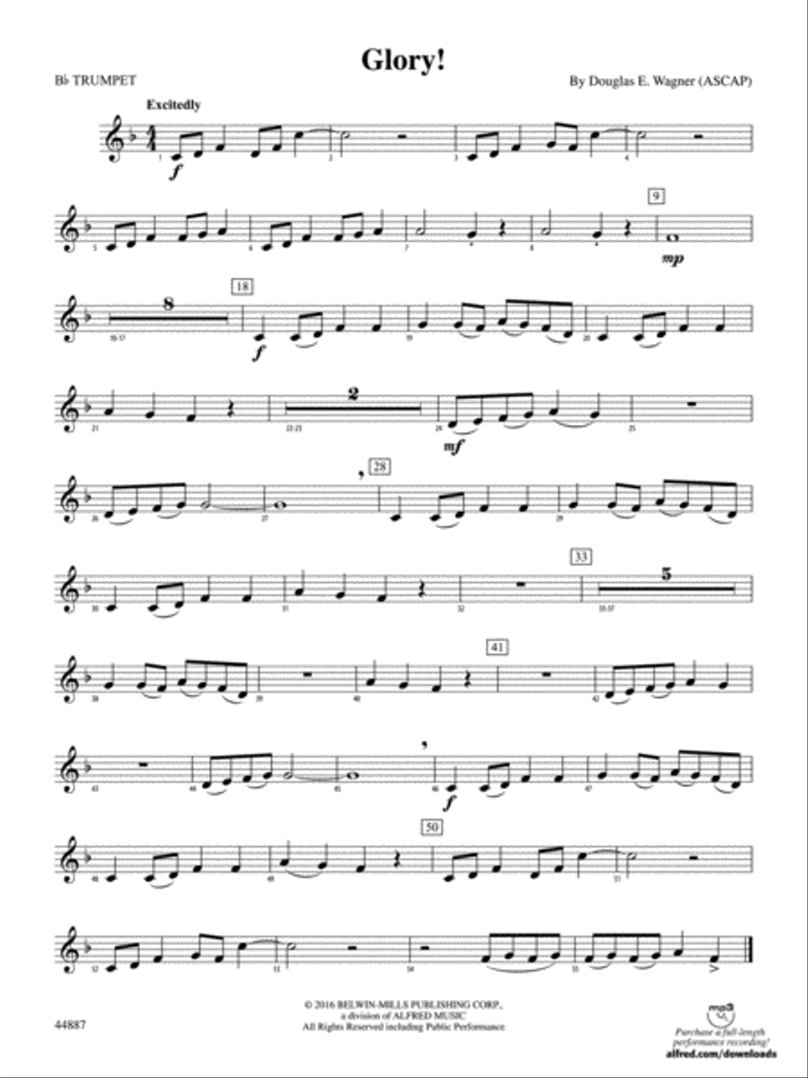 Glory!: 1st B-flat Trumpet Concert Band scores gallery preview page 1