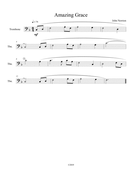 Amazing Grace for solo trombone image number null