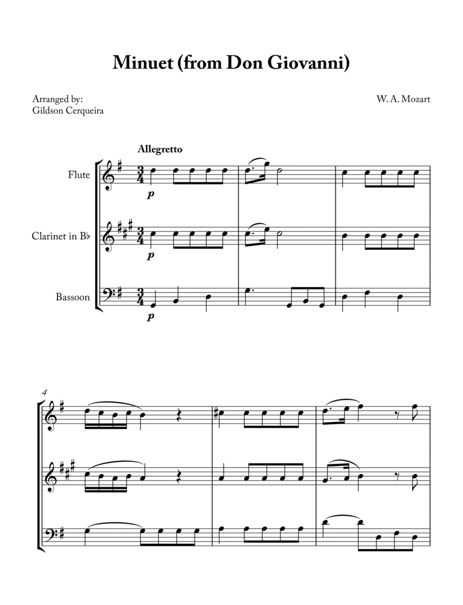 Minuet (from Don Giovanni) Woodwind Trio scores gallery preview page 1