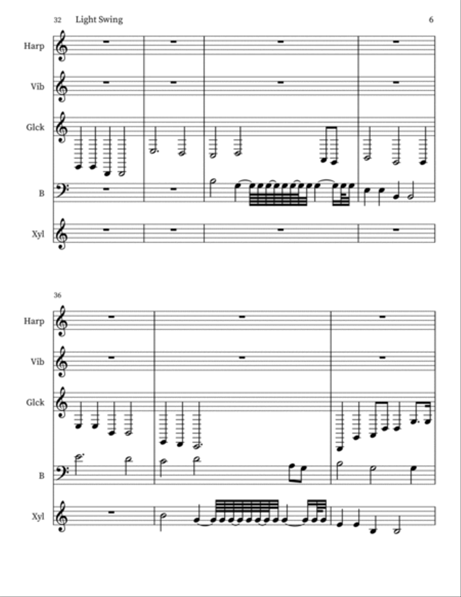 Valeurs por Harpsichord, Bass, Percussion a Voce Small Ensemble scores gallery preview page 6