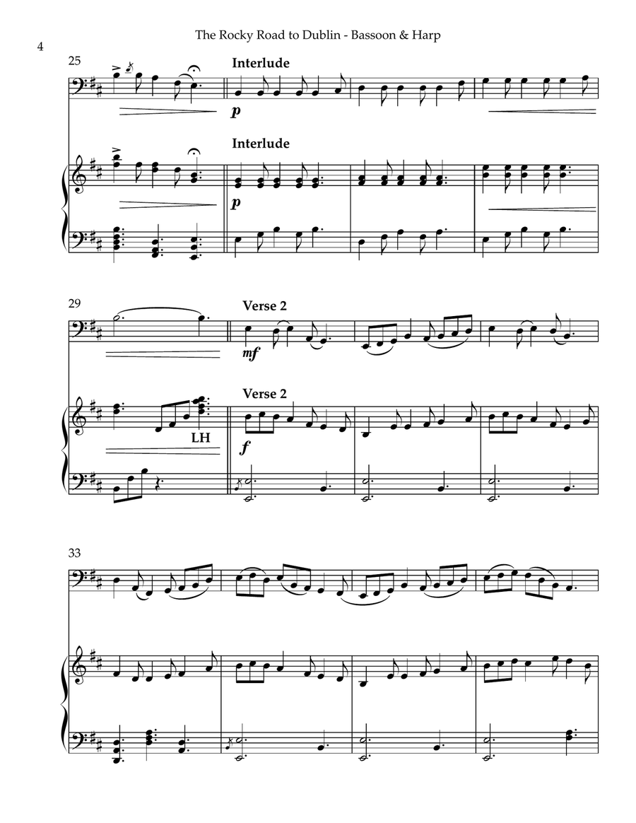 The Rocky Road to Dublin, Duet for Bassoon & Harp
