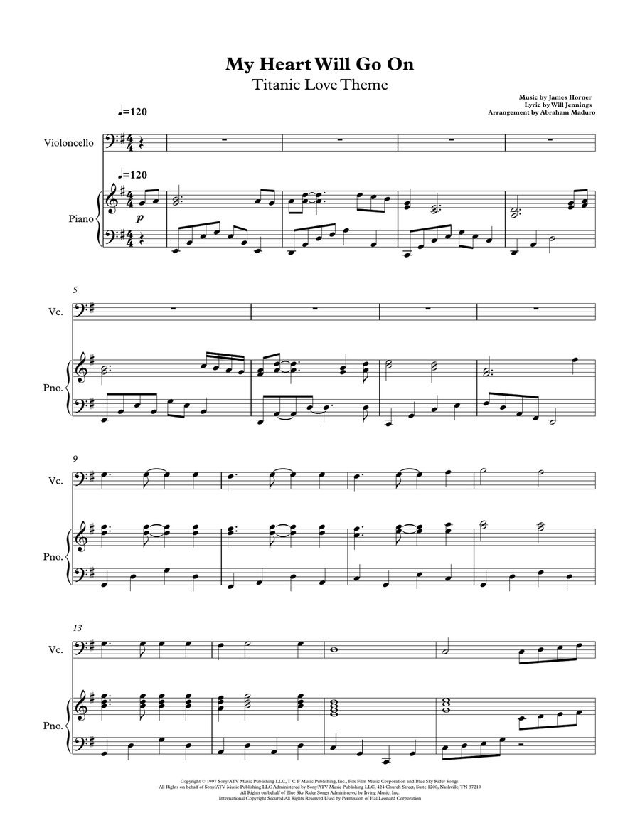 My Heart Will Go On (Love Theme from Titanic) Piano scores gallery preview page 1