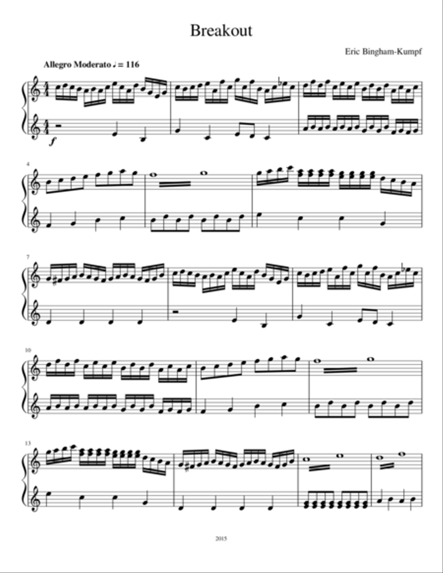 Breakout Piano Solo scores gallery preview page 1