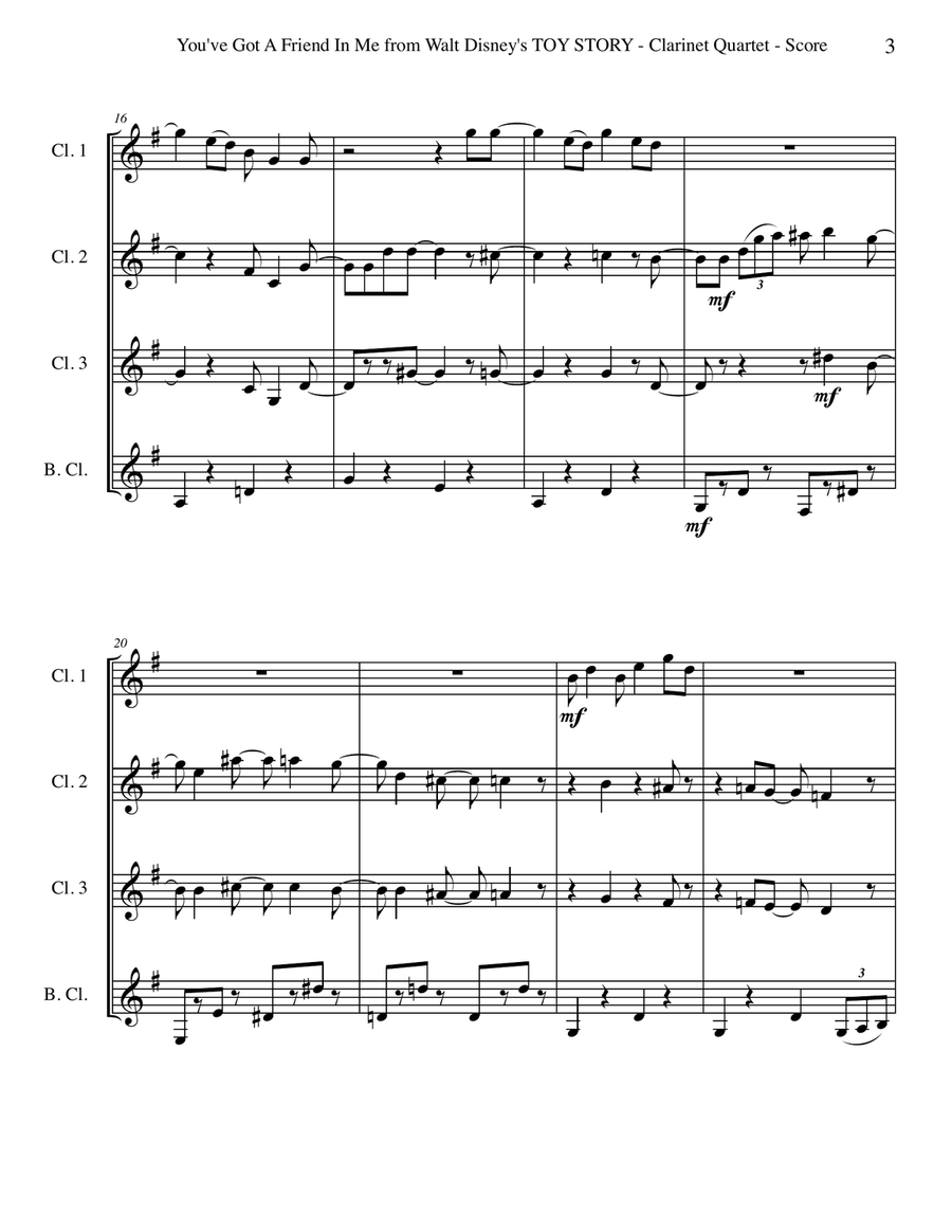 You've Got A Friend In Me Woodwind Quartet scores gallery preview page 3