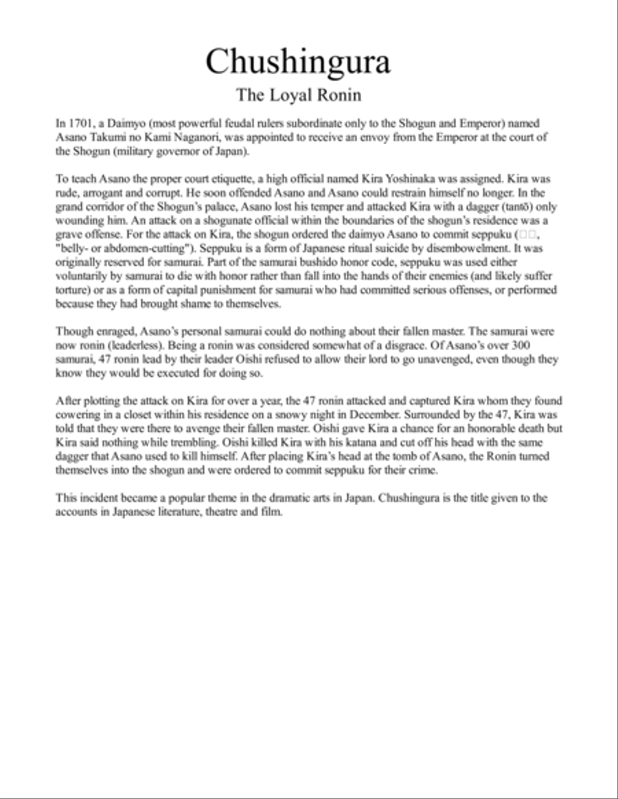 Chushingura; The Loyal Ronin Concert Band scores gallery preview page 2