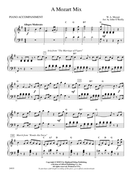 A Mozart Mix: Piano Accompaniment
