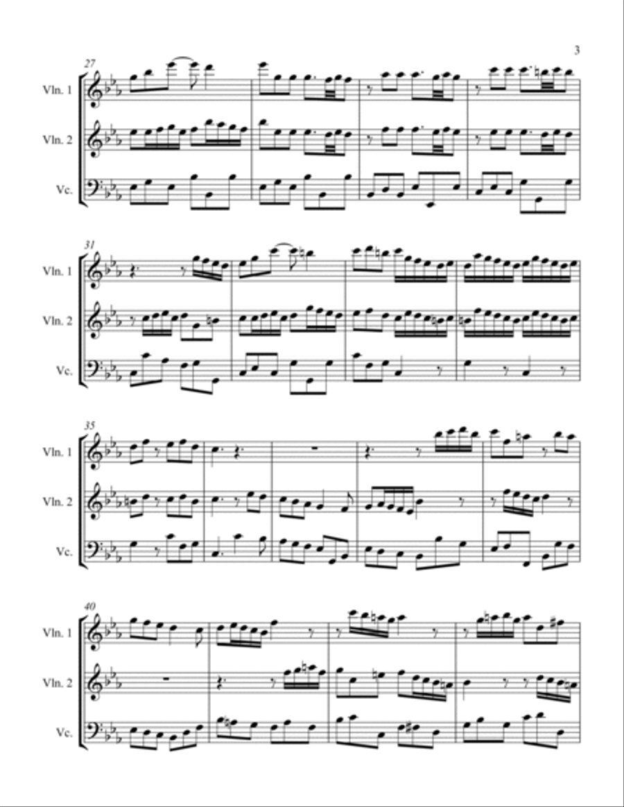 Sonata in C Minor Movement II String Trio scores gallery preview page 3