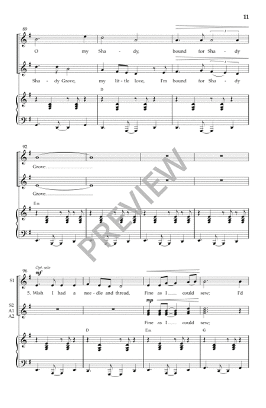 Shady Grove (Vocal Score) SSA scores gallery preview page 12
