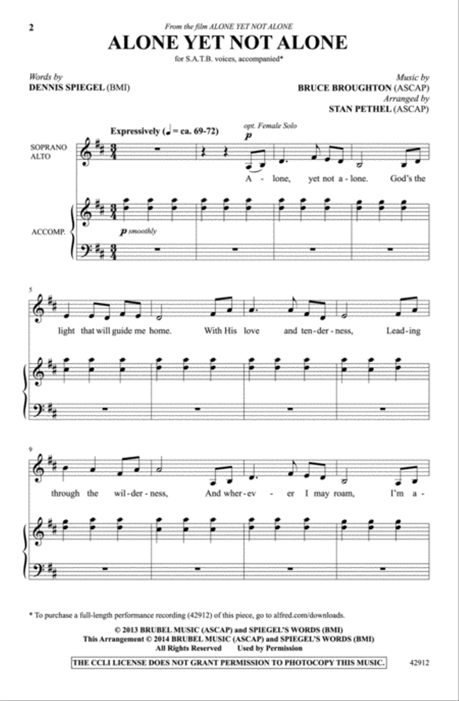 Alone Yet Not Alone (from the film Alone Yet Not Alone) 4-Part scores gallery preview page 1