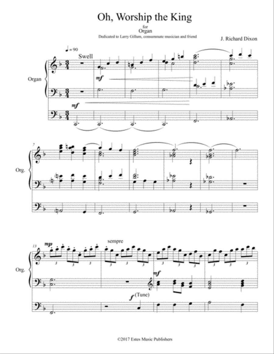 O Worship the King Organ Solo scores gallery preview page 1