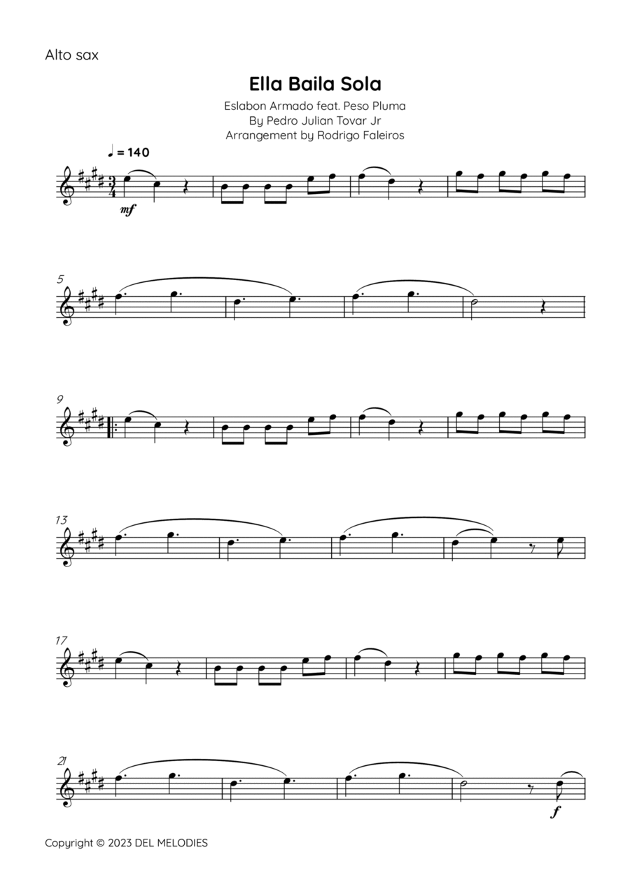 Ella Baila Sola Ella Baila Sola Alto Saxophone scores gallery preview page 1