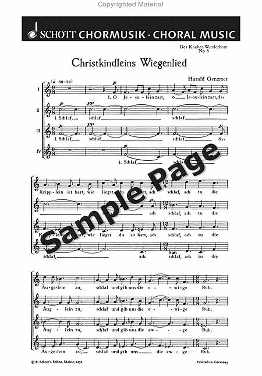 Acht Chorlieder (aus Des Knaben Wunderhorn) GeWV 65