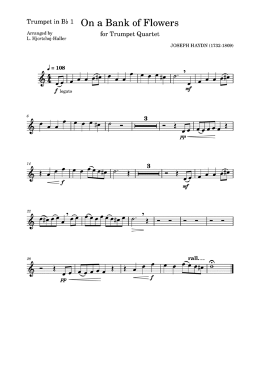 On a Bank of Flowers B-Flat Trumpet scores gallery preview page 4