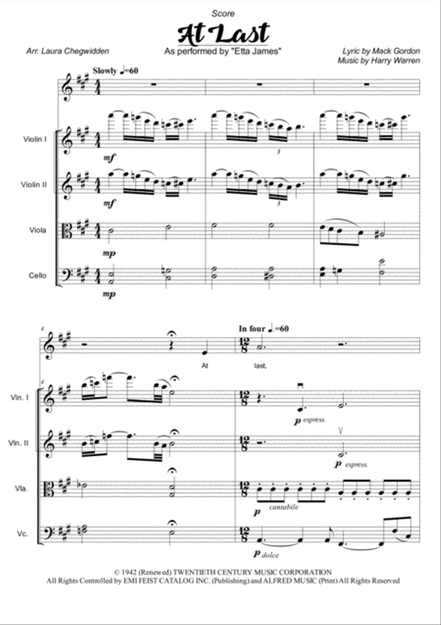 At Last String Quartet scores gallery preview page 1