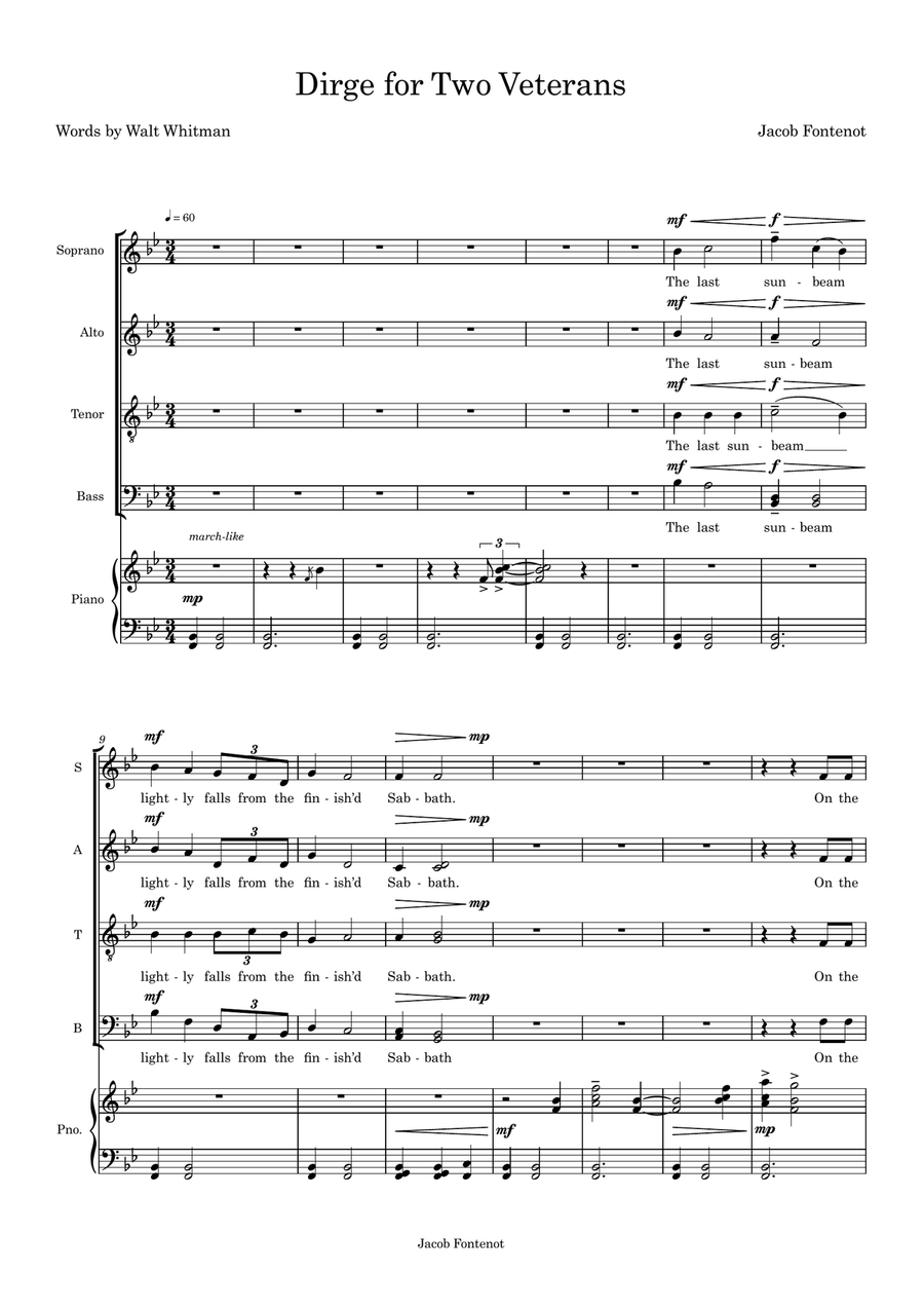 Dirge for Two Veterans 4-Part scores gallery preview page 3