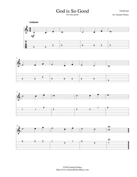 God is So Good - for easy guitar with TAB image number null