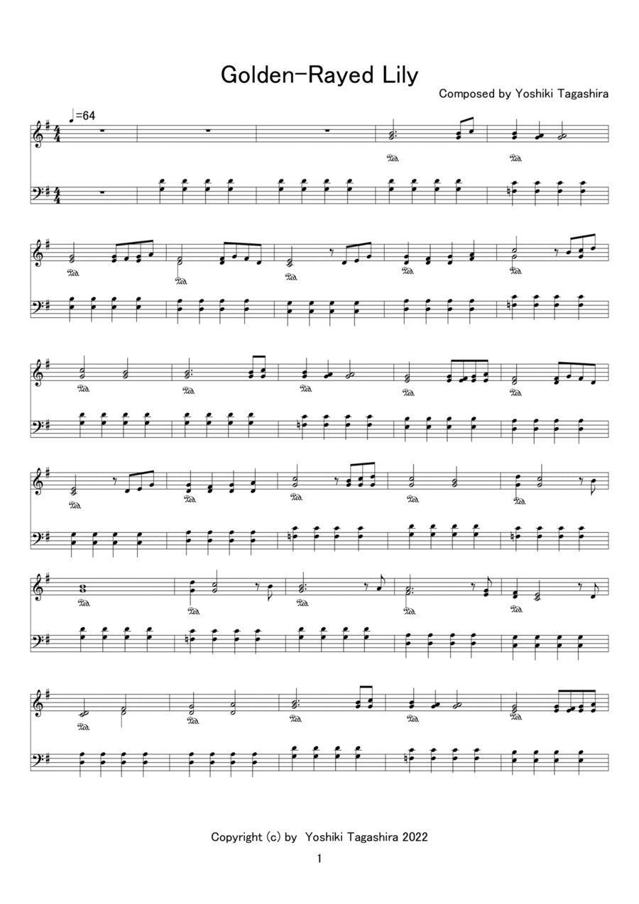 Golden-Rayed Lily Golden-Rayed Lily Easy Piano scores gallery preview page 1